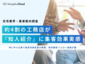 ＜工務店の集客チャネル調査2025＞約4割の工務店が『知人紹介』に集客効果実感